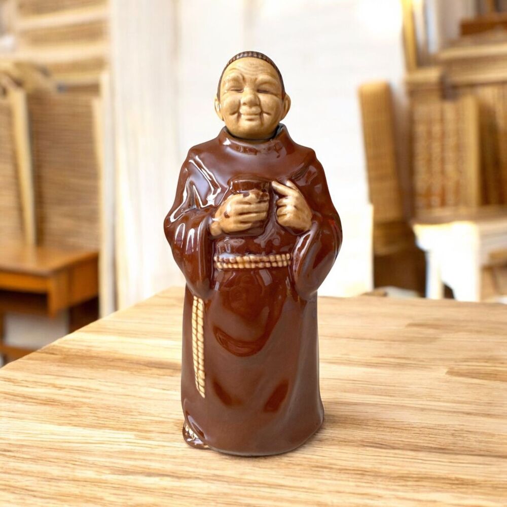 Vintage 1950s Friar Monk Decanter: Mid-Century Ceramic Barware